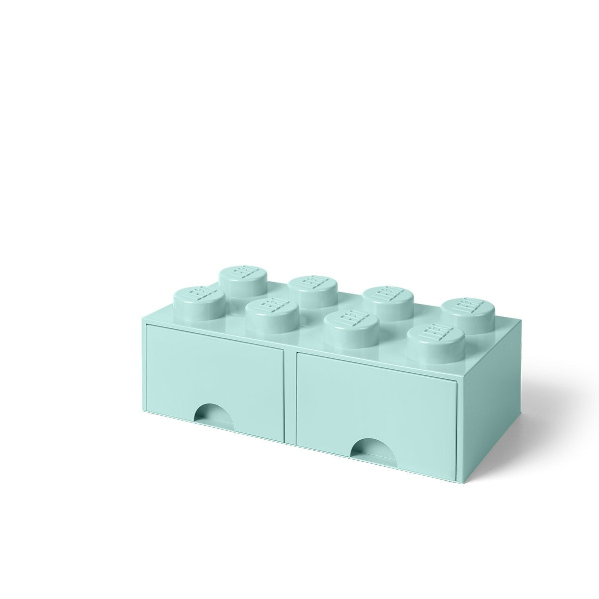 Lego Brick Drawer, 8 Knobs, 2 Drawers, Stackable Storage Box, Aqua Mint Green