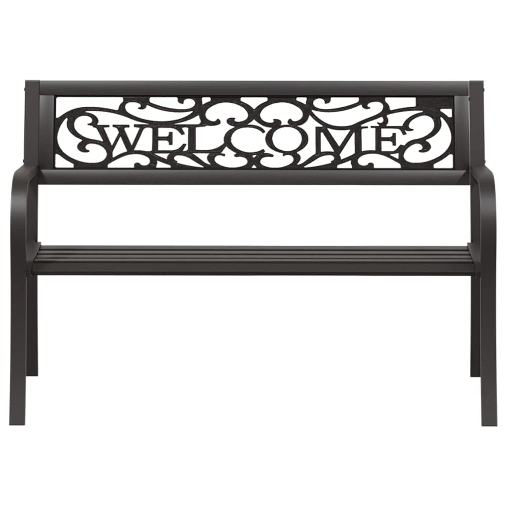 vidaXL Black Patio Bench 49.2" Made of Durable Powder-Coated Steel - Weather-Resistance and Easy Assembly for Garden, Patio, and Outdoor Areas
