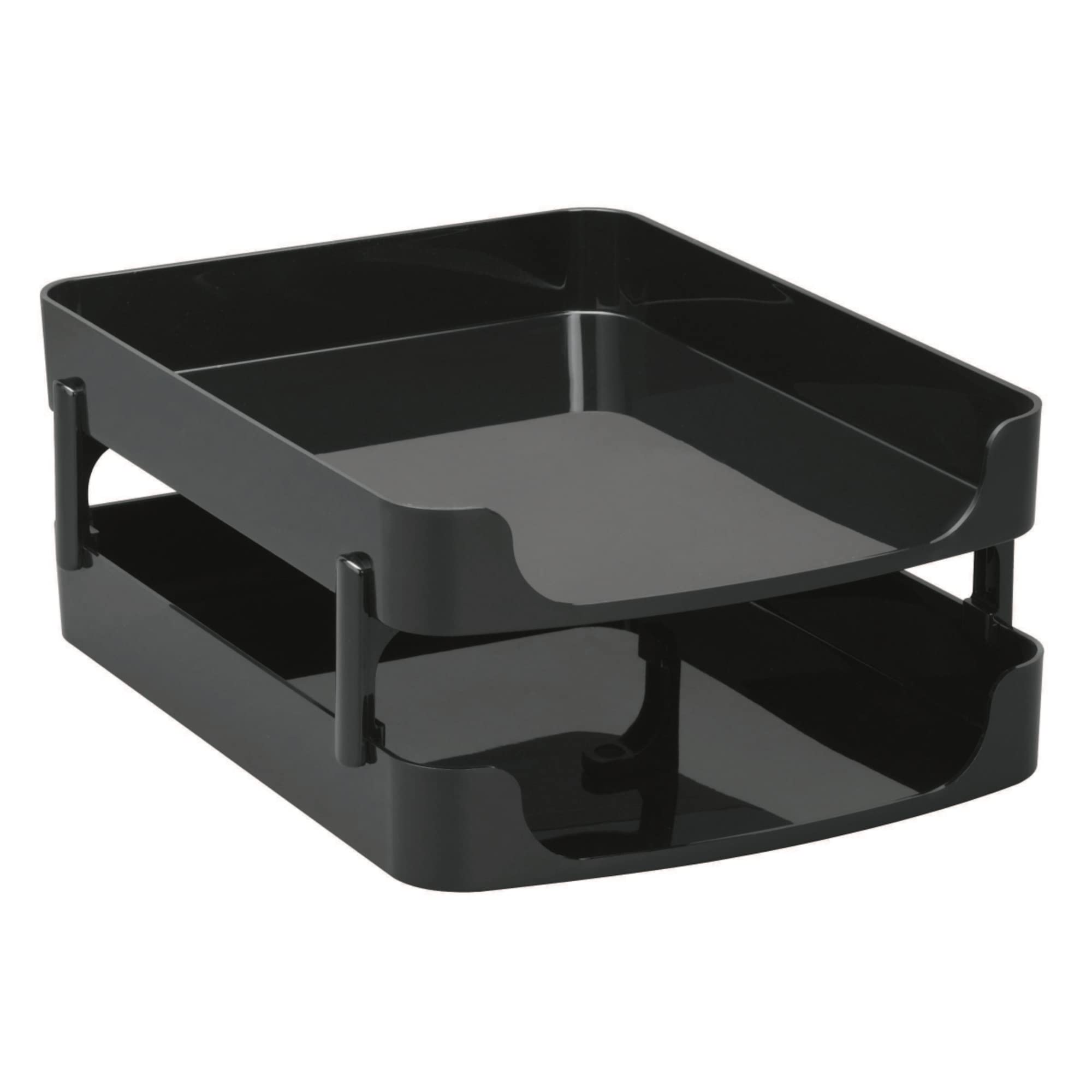 Officemate Oic 2200 Series Letter Trays, Front-Load, 5 1/2' X 10' X 13 1/2', Black, Pack Of 2