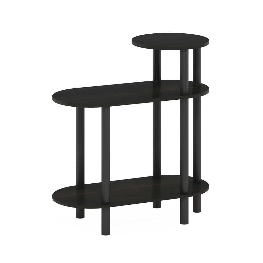 Furinno Turn-N-Tube 3-Tier Oval Sofa Side Table, End Table with Open Shelves, Espresso/Black