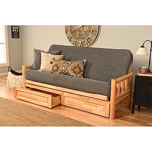 Kodiak Furniture Lodge Futon with Fabric Mattress in Natural/Thunder Gray
