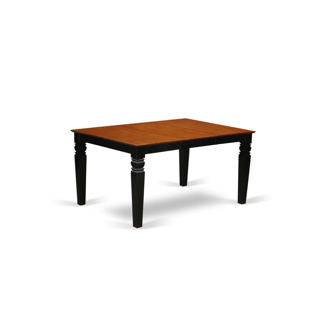 East West Furniture WEQU5-BCH-W 5 Piece Kitchen Set Includes a Rectangle Dining Room Table with Butterfly Leaf and 4 Solid Wood Seat Chairs, 42x60 Inch, Black & Cherry