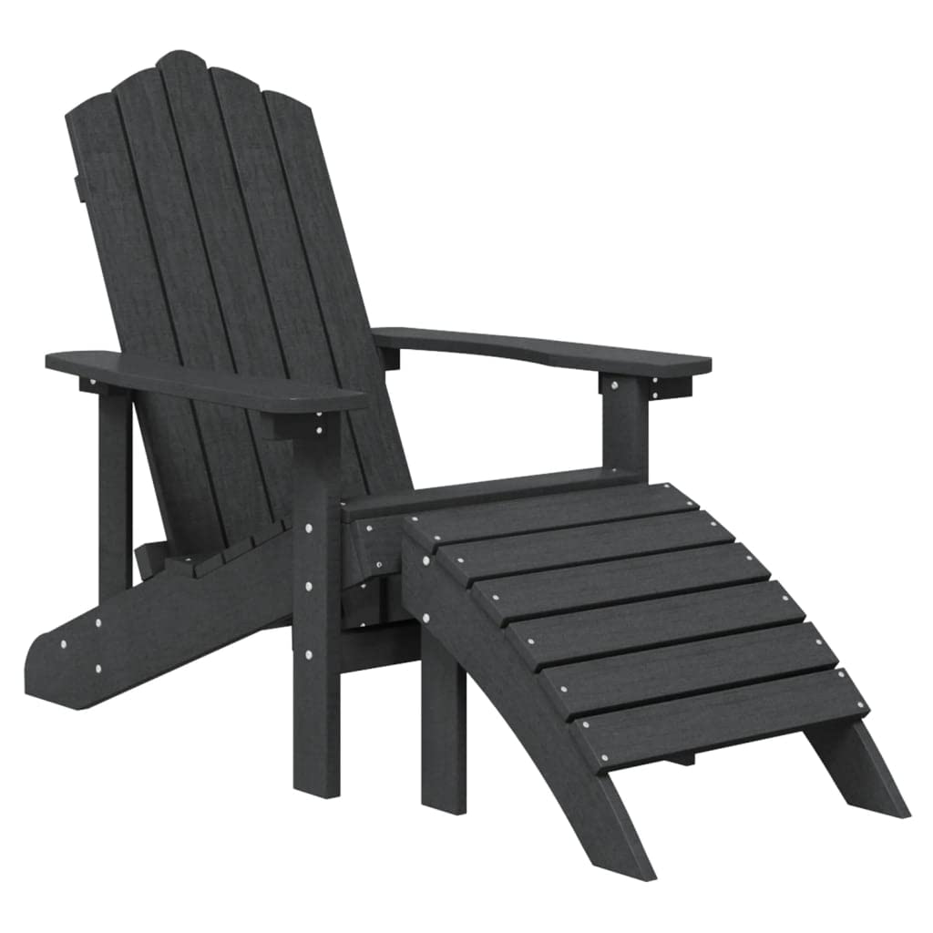 vidaXL Adirondack Chairs Set with Footstools - Durable HDPE Patio Furniture - Anthracite Color - Suitable for Garden, Patio, Terrace