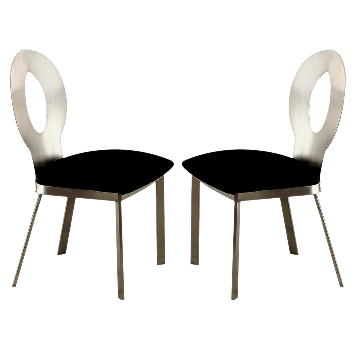 Benjara Benzara , Set Of Two, Black Valo Contemporary Side Chair, Chrome