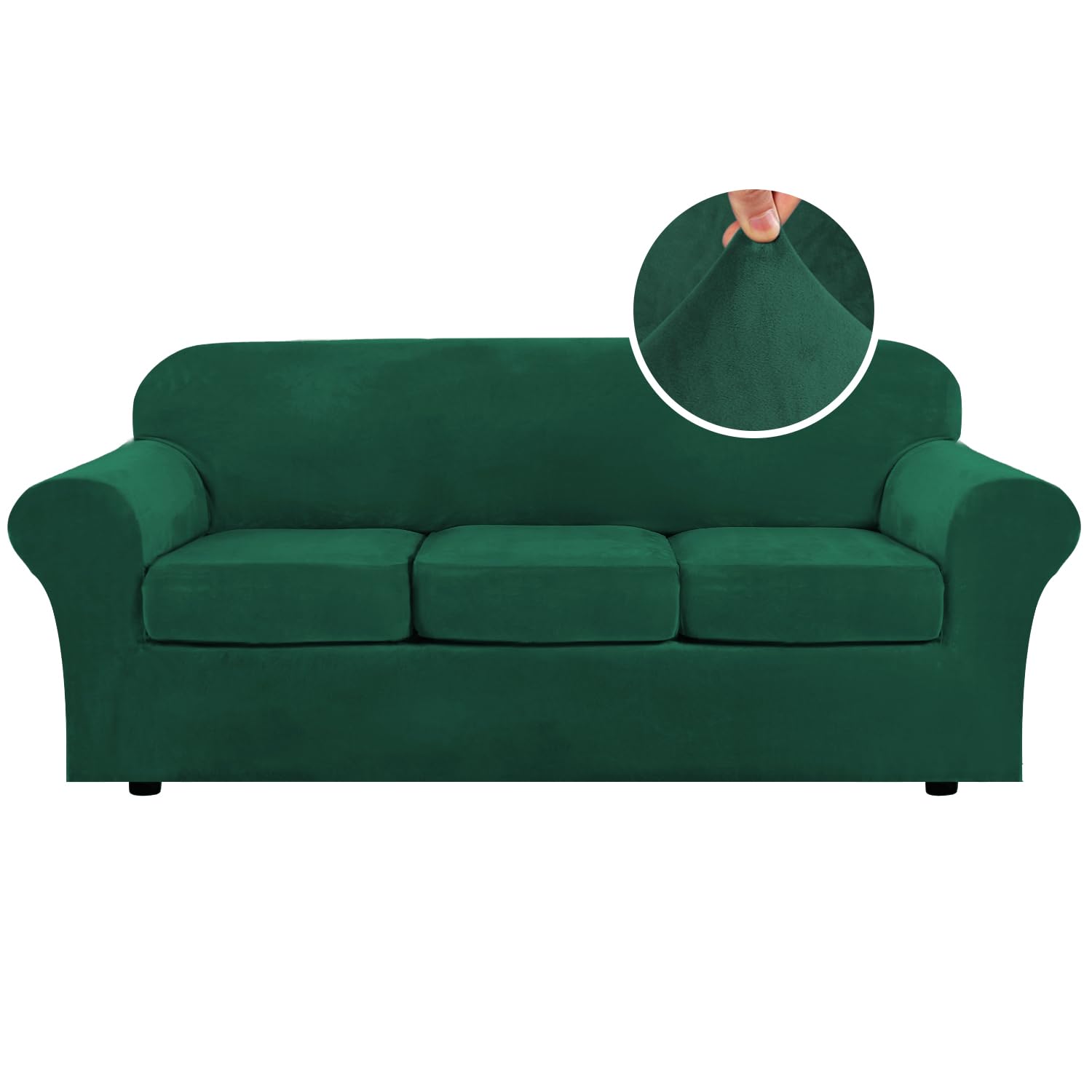 H.Versailtex Modern Velvet Plush 4 Piece High Stretch Sofa Slipcover Sofa Cover Furniture Protector For Christmas Form Fit Thick