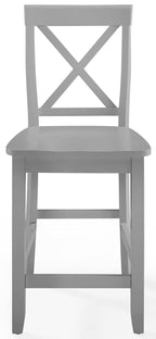 Crosley Furniture X-Back Wood Counter Height Bar Stools Set of 2, Gray, 24-inch