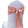 Sinssowl Pack Of 50 Satin Rose Gold Chair Sashes For Wedding Pink Gold Chair Bows 7X108 Inches Chair Ribbons Fitting Birthday Pa