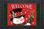 Briarwood Lane Christmas Snowman Welcome Doormat Candy Canes Indoor Outdoor 30' X 18'
