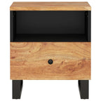 vidaXL Bedside Cabinet with Metal Legs, Solid Acacia Wood, Single Compartment & Drawer, Brown, Industrial Style Design