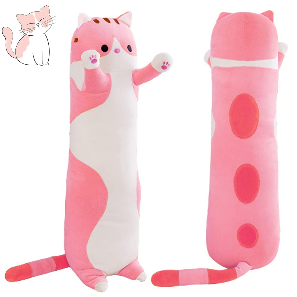 MIAOHAHA 59in Plush Cat Soft Kids Plush Toy Pillow Plush Long Cotton Kitten Cuddly Toy Stuffed Animal Toy Gift for Kids Girlfrie