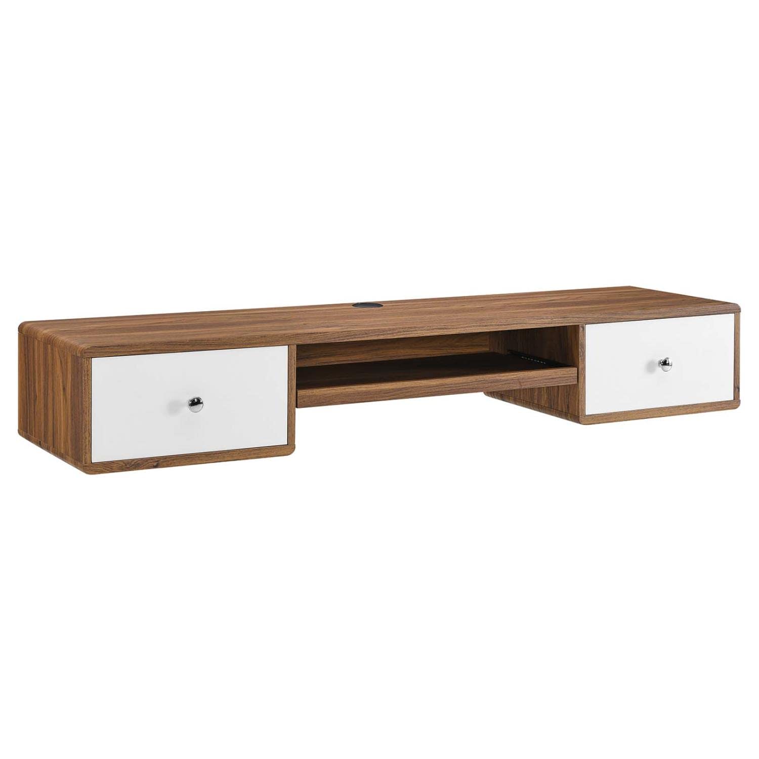 Modway Transmit 60&Quot; Wall Mount Particleboard Wood Office Desk In Walnut/White
