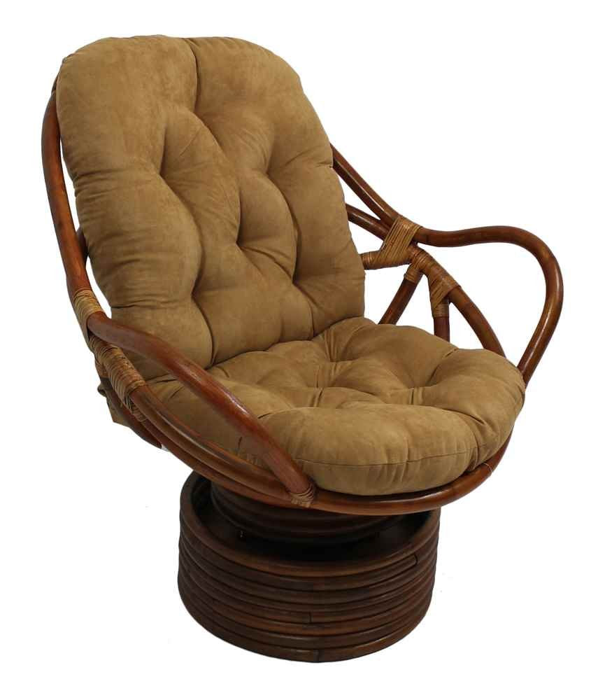 International Caravan Rattan Swivel Rocker With Micro Suede Cushion