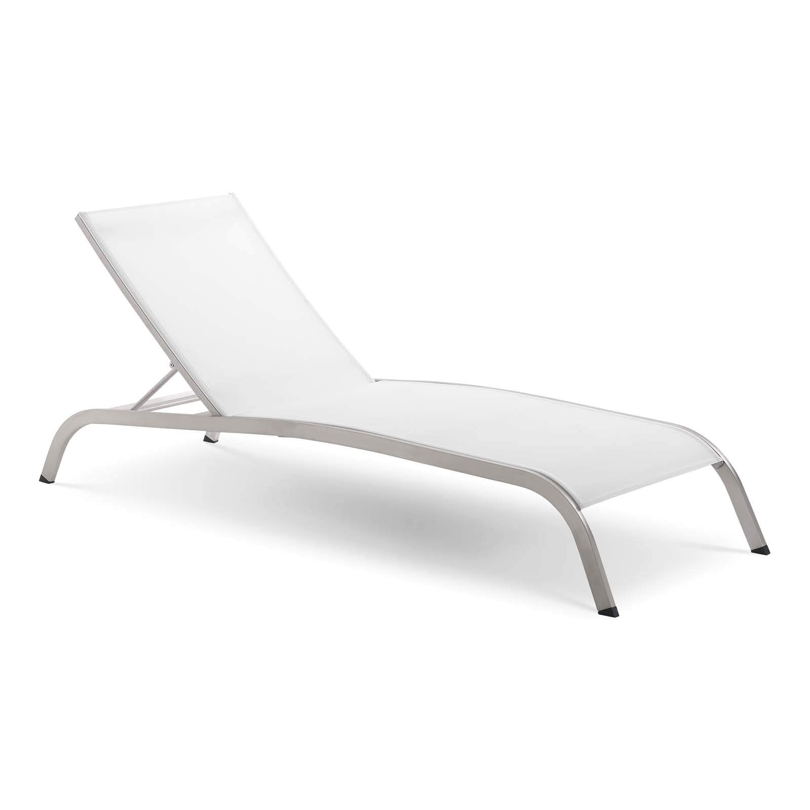 Modway Savannah Outdoor Patio Mesh Chaise Lounge Chair In White 25 X 76.5 X 12