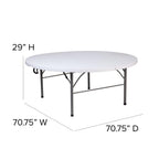 Flash Furniture Kathryn 5.89-Foot Round Bi-Fold Granite White Plastic Banquet And Event Folding Table With Carrying Handle