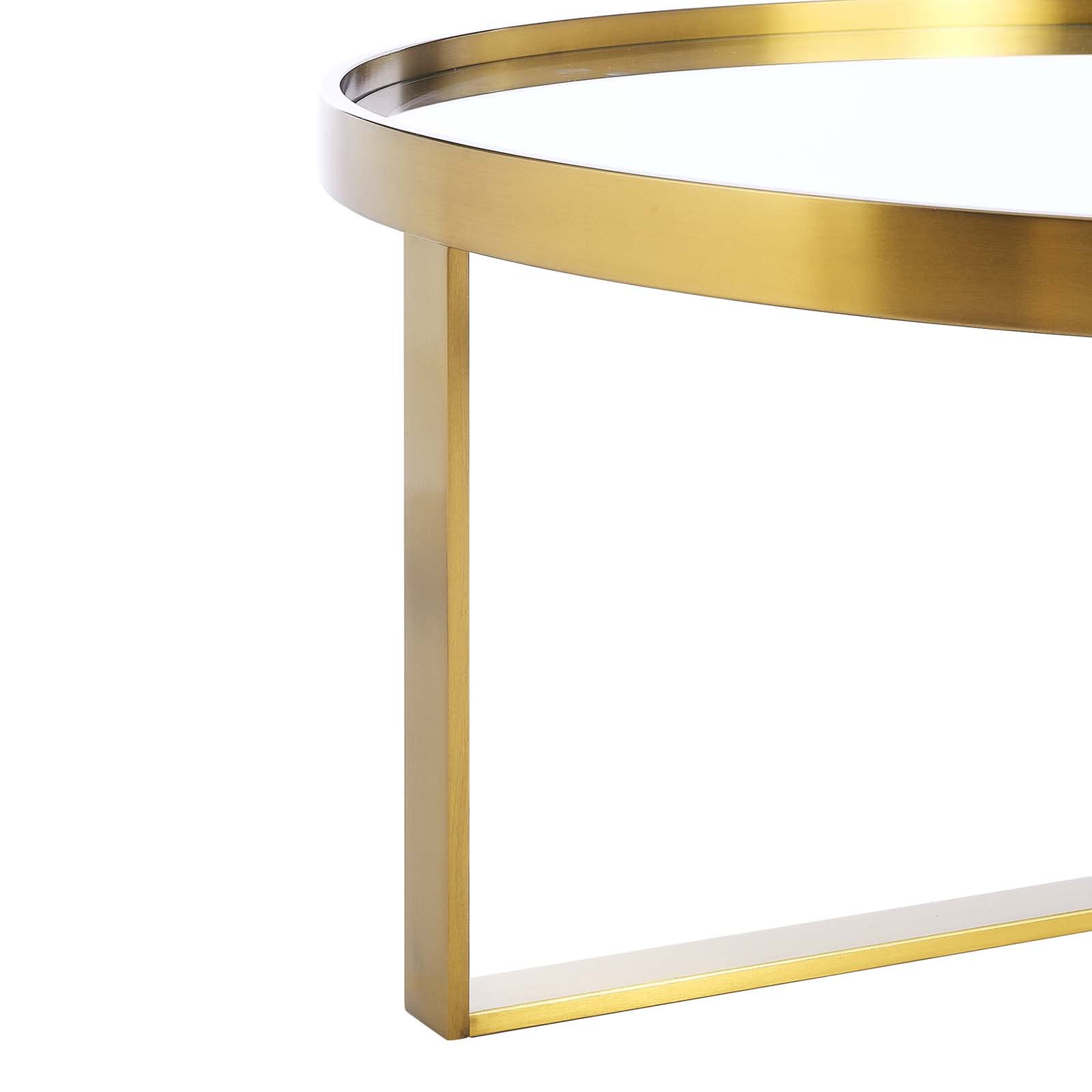 Modway Relay Glass And Metal Accent Side Table, Gold, 35.5 X 35.5 X 13.5