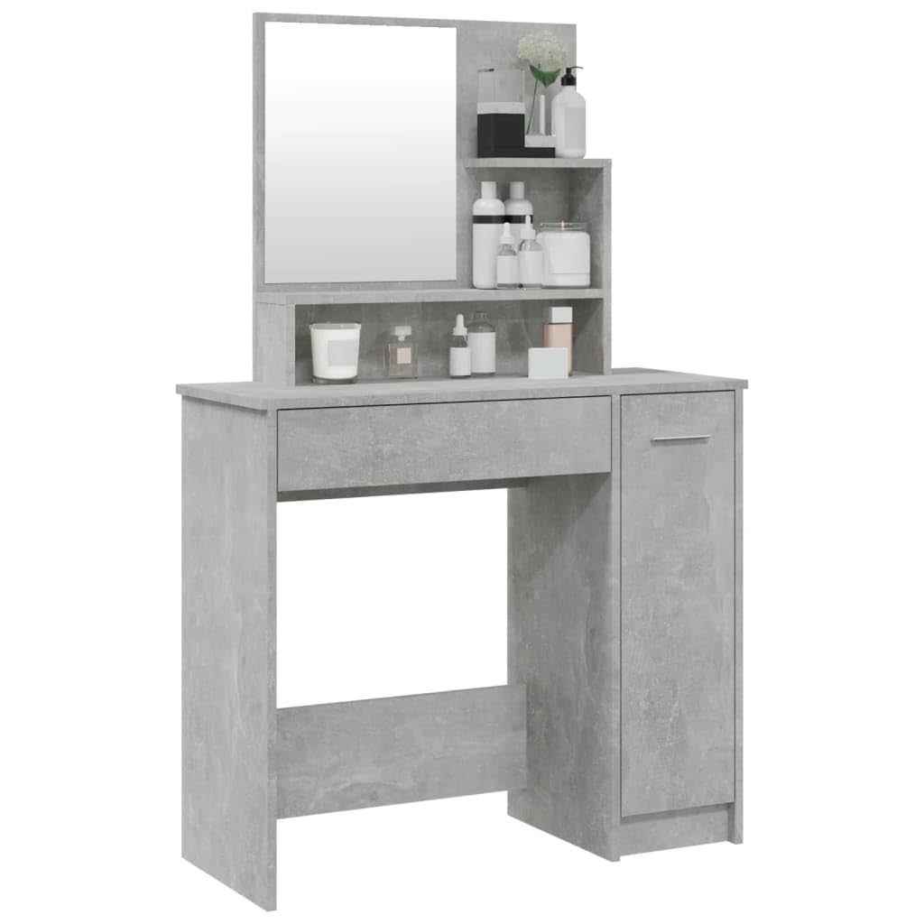vidaXL Dressing Table with Mirror Mirrored Dressing Jewellery Cosmetic Makeup Vanity Desk Table Furniture with Drawer Storage Concrete Gray