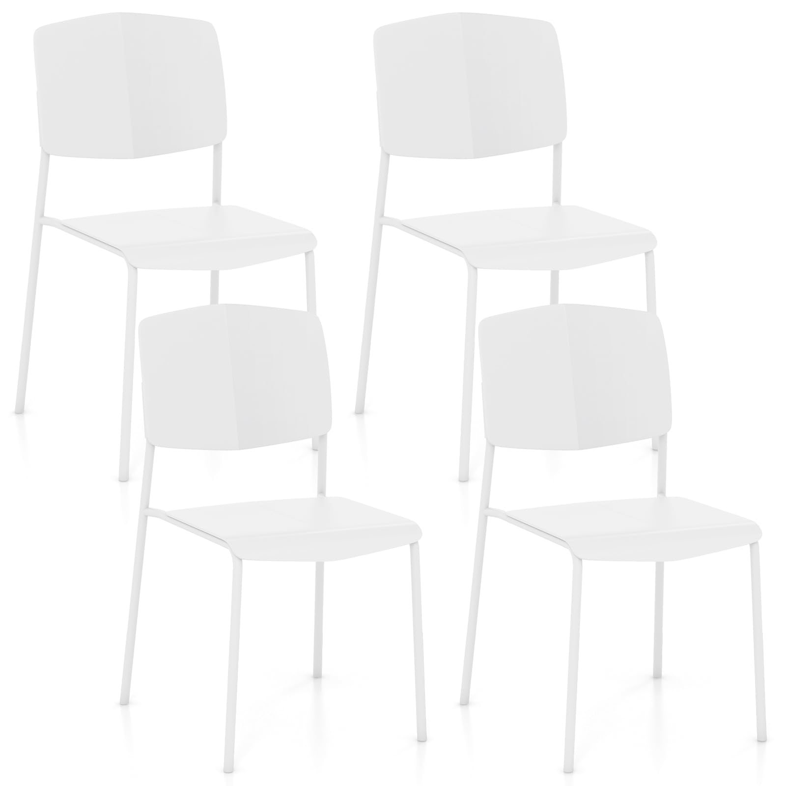 Giantex Stackable Dining Chairs Set Of 4, Modern Kitchen Chairs W/Metal Legs & Curved Back, Load Up To 350 Lbs, Plastic Armless