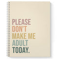 Softcover No Adulting 8.5' X 11' Funny Spiral Notebook/Journal, 120 Checklist Pages, Durable Gloss Laminated Cover, White Wire