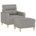 vidaXL Modern Fabric Armchair with Footstool - Light Gray - Comfy Seating for Living Room, Lounge - Easy Assembly Required