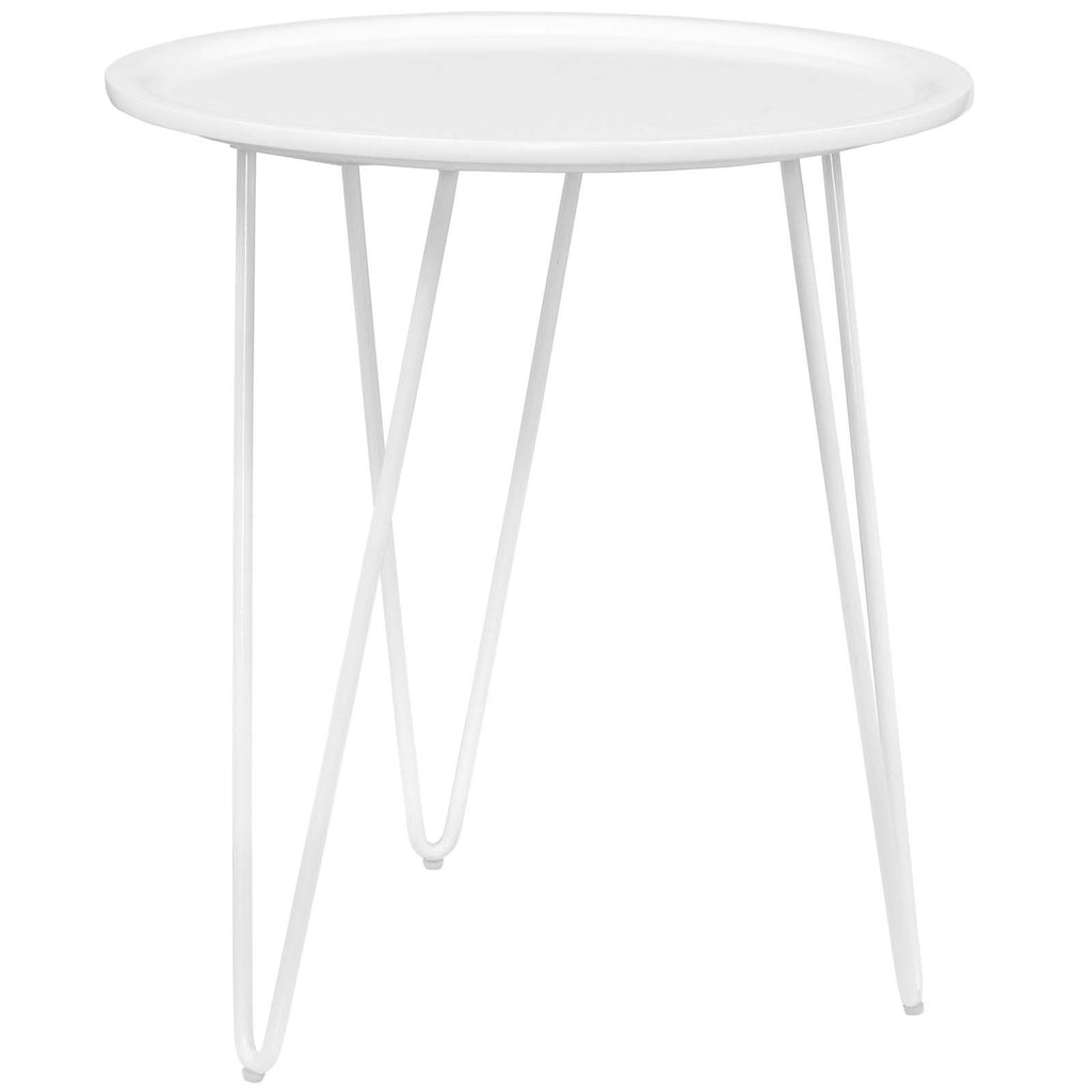 Modway Digress Mid-Century Round Side Table With Hairpin Legs in White