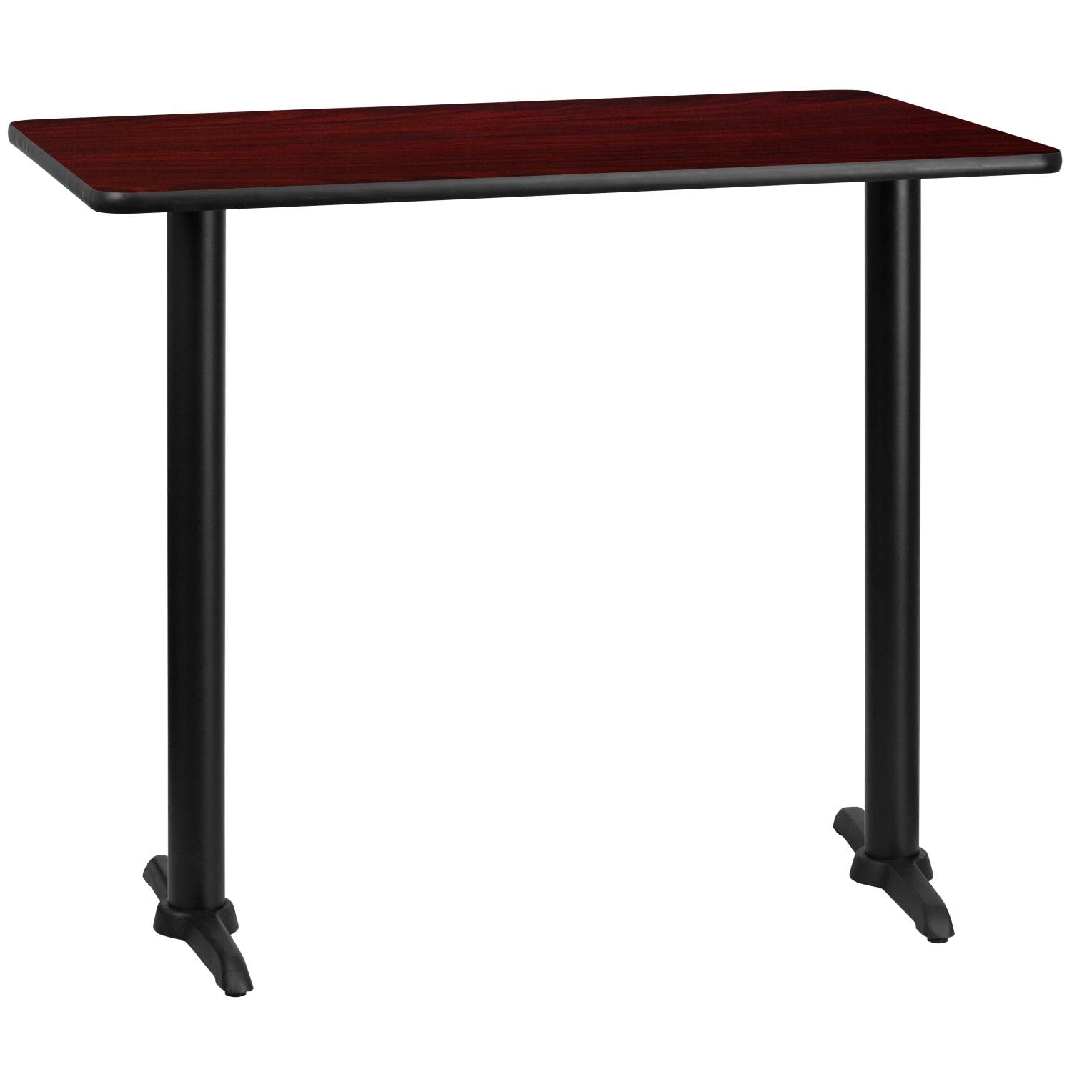 Flash Furniture 30'' x 48'' Rectangular Mahogany Laminate Table Top with 5'' x 22'' Bar Height Table Bases