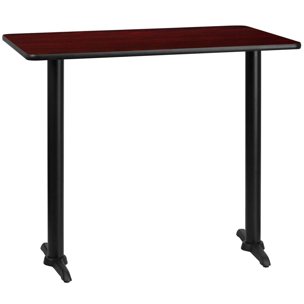 Flash Furniture 30'' x 48'' Rectangular Mahogany Laminate Table Top with 5'' x 22'' Bar Height Table Bases