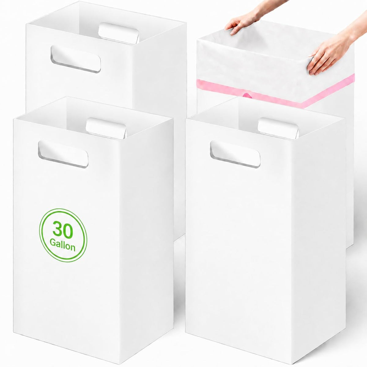 4 Pack 30 Gallon Extra Thick Cardboard Disposable Trash Cans for Parties