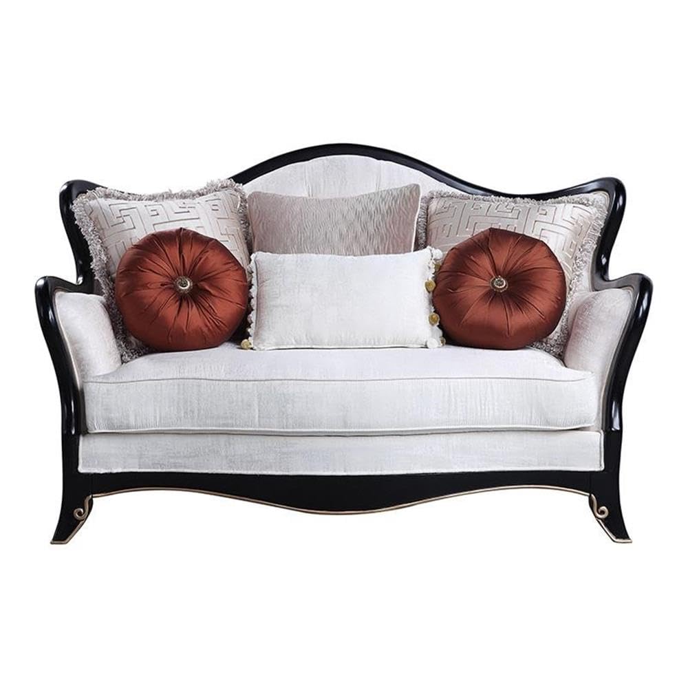 Acme Nurmive Loveseat with 6 Pillows in Beige