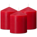3x4 Inch Red Pillar Candles, 3 Packs Unscented Smokeless Dripless Cylinder Candles for Christmas, Wedding, Party, Home and Dinne
