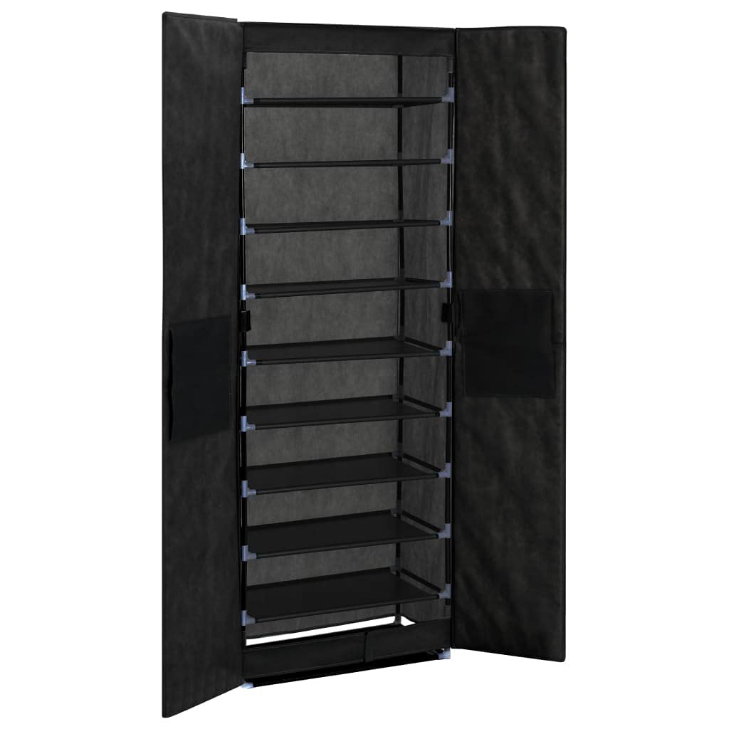 vidaXL 10-Tier Shoe Cabinet - Black, Lightweight Fabric Shoe Organizer, Portable, Space-Saving, Dust-Free Storage Solution for Up to 30 Pairs of Shoes