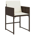 vidaXL 11 Piece Garden Dining Set and Cushions Synthetic Rattan Brown