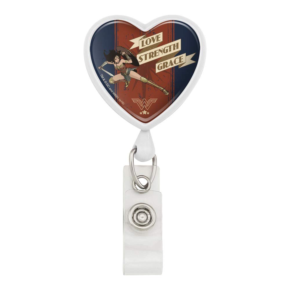 Wonder Woman Movie Love, Strength, Grace Heart Lanyard Retractable Reel Badge Id Card Holder