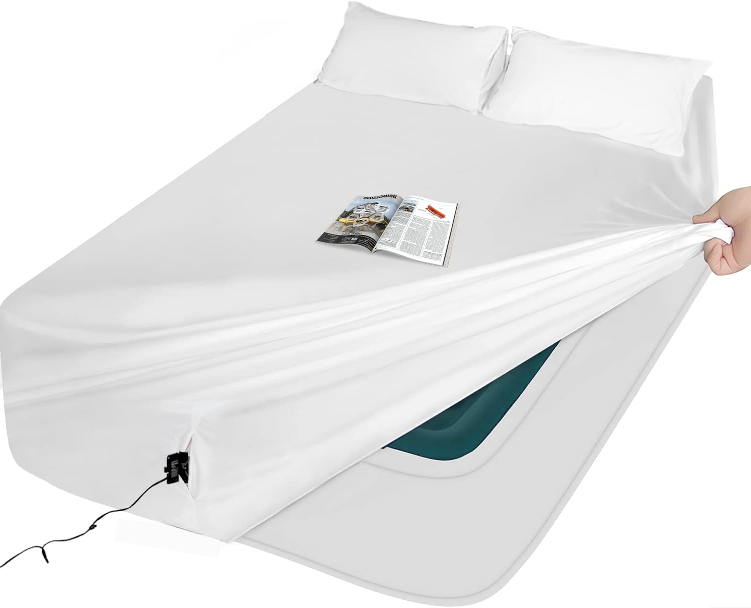 Aehisdhie White Air Mattress Sheets - 3 Pieces Set - Suitable For Inflatable Mattresses 16 Inches Deep - Can Be Inflated Without