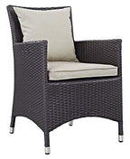 Modway Convene Wicker Rattan 4-Pc Outdoor Patio Sectional Set With Fire Pit In Espresso Beige