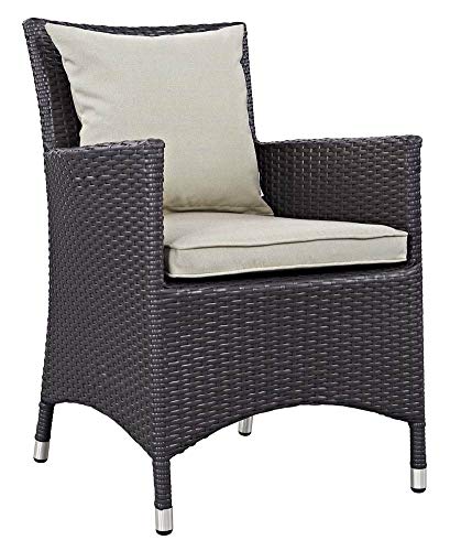 Modway Convene Wicker Rattan 4-Pc Outdoor Patio Sectional Set With Fire Pit In Espresso Beige
