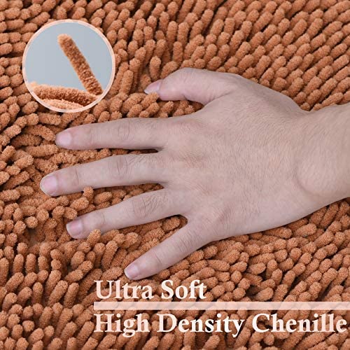 2 Piece Bathroom Rugs Set Bath Mat, Soft Absorbent Chenille Bath Rugs Luxury Bath Carpet, Thick Plush Bathtub Mat, Non-Slip Bath