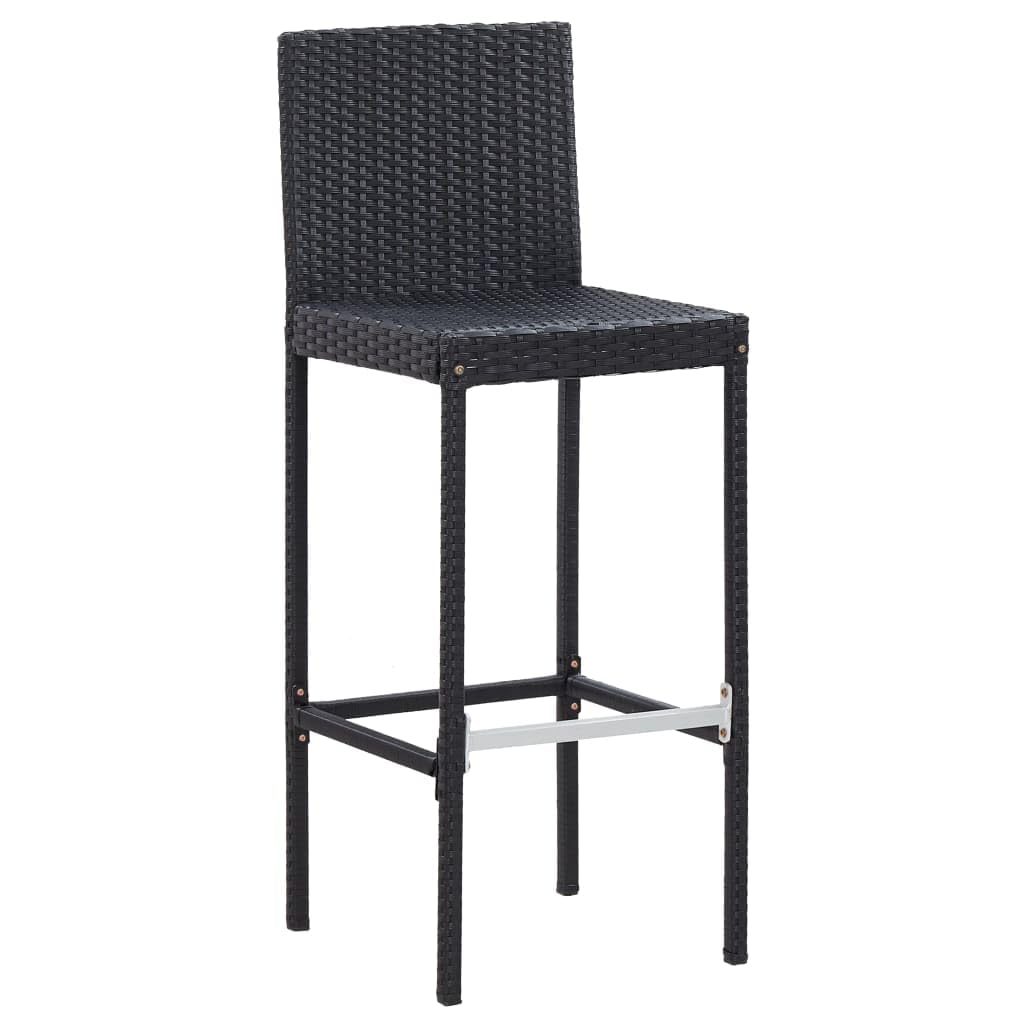 vidaXL 5-Piece Patio Bar Set- Poly Rattan and Acacia Wood Construction, Black - Complete Outdoor Entertainment with Vintage-Styled Table, Elegant Chairs, Cushioned Seats