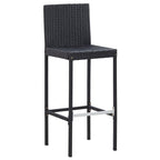 vidaXL 5-Piece Patio Bar Set- Poly Rattan and Acacia Wood Construction, Black - Complete Outdoor Entertainment with Vintage-Styled Table, Elegant Chairs, Cushioned Seats