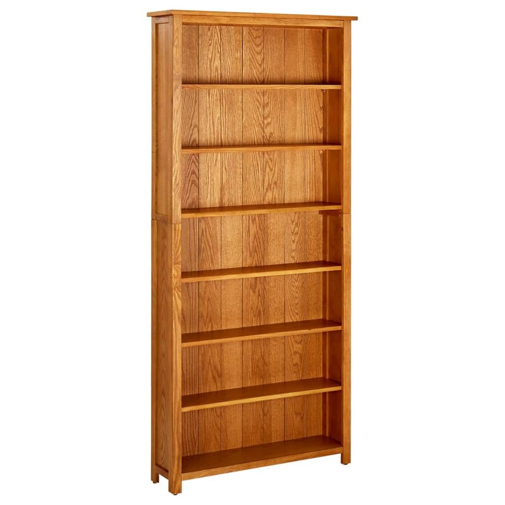 vidaXL Solid Oak Wood 7-Tier Bookcase Book Shelf Cabinet Display Storage Unit Living Room Studio Office Freestanding Wooden Orga