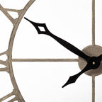 HomeRoots Wood 31.5' Round Oversize Brown Farmhouse Style Wall Clock w/Matte-Black Toned Hands