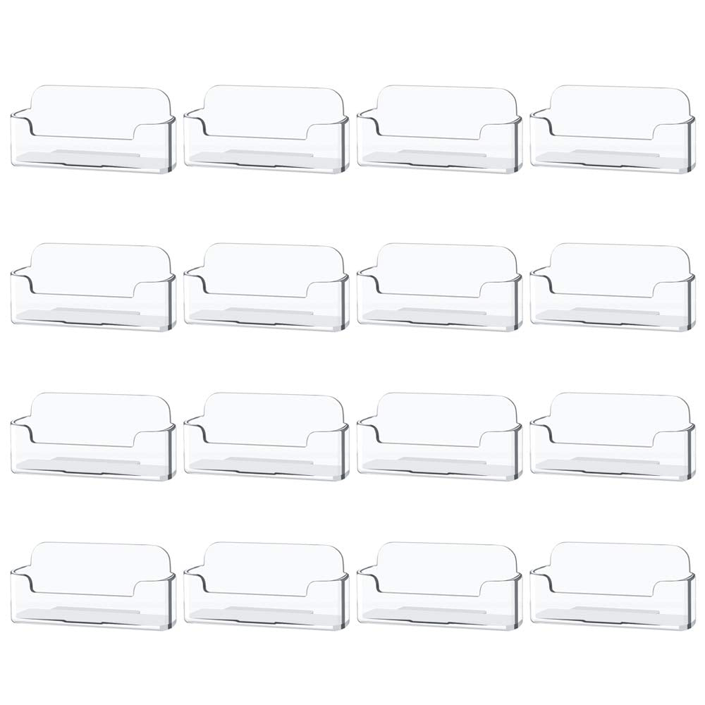 16 Pack Clear Desktop Business Card Holder Display, Plastic Business Card Stand For Office