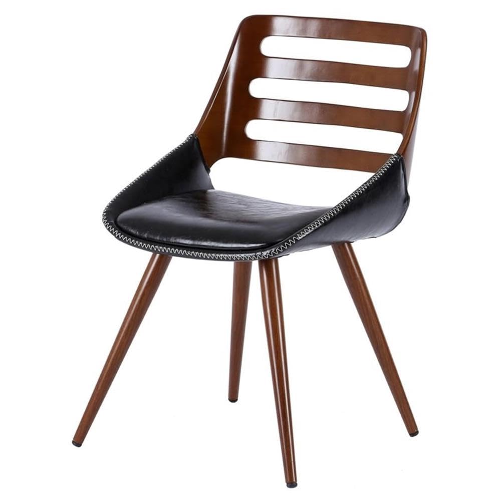 Npd Furniture And More Shelton Pu Leather Bamboo Dining Chair, Black/Walnut