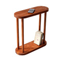 GENESIS WOODESIGN Oval Solid Wood Narrow Side Table, Slim End Table, Small Coffee Table (Chestnut, XLarge)