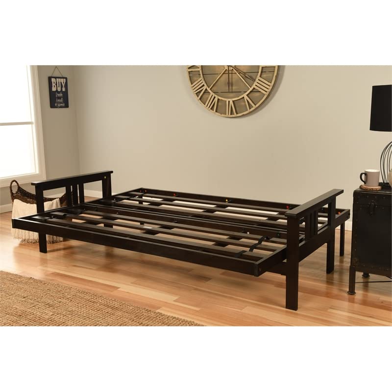 Kodiak Furniture Monterey Queen-Size Espresso Wood Futon-Thunder Gray Mattress