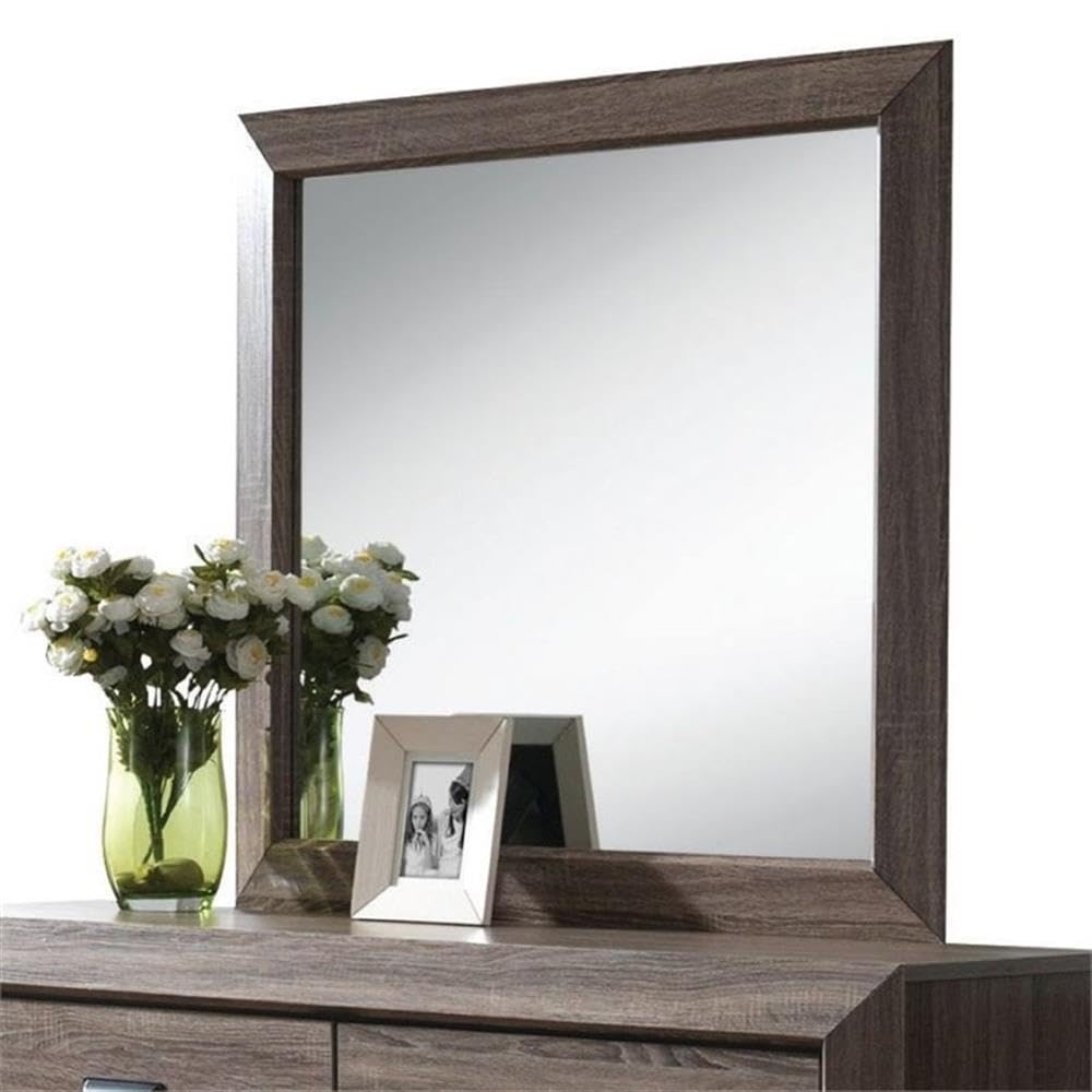 Acme Lyndon Mirror In Weathered Gray Grain