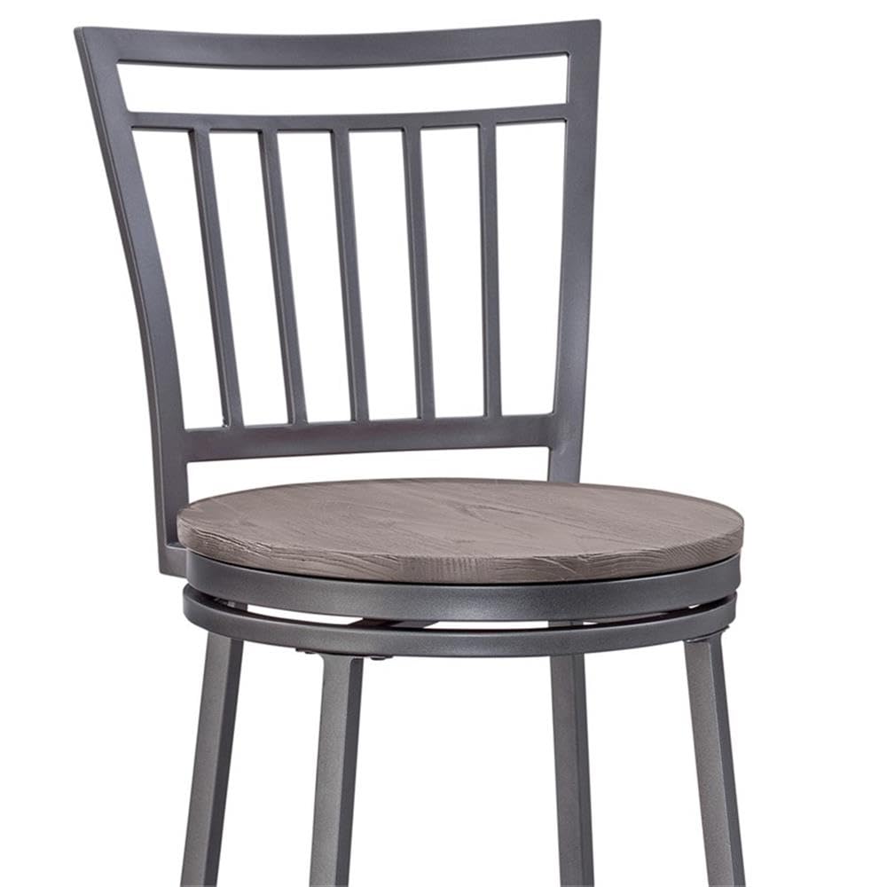 American Woodcrafters Talia Gray Metal Swivel 30-inch Seat Height Bar Stool