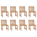 vidaXL 8X Solid Teak Wood Patio Chairs with Cushions Dining Chairs Courtyard Seats Extra Stable Garden Chairs Heavy Wooden Outdoor Seating Sets