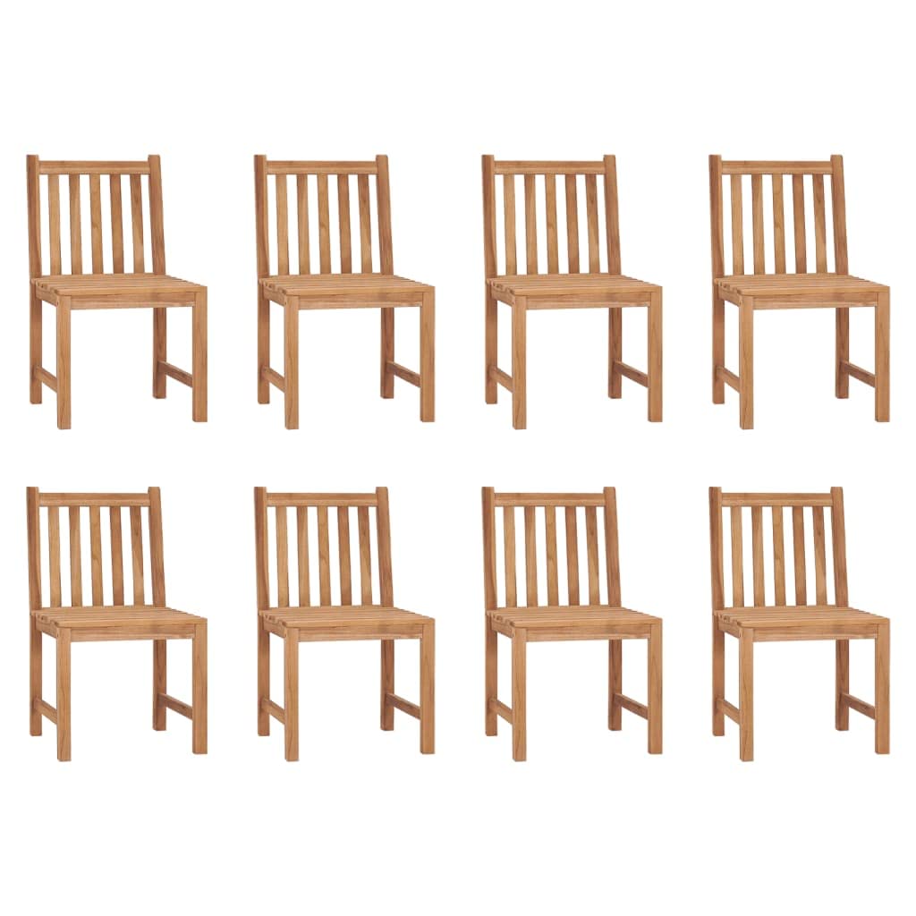vidaXL 8X Solid Teak Wood Patio Chairs with Cushions Dining Chairs Courtyard Seats Extra Stable Garden Chairs Heavy Wooden Outdoor Seating Sets