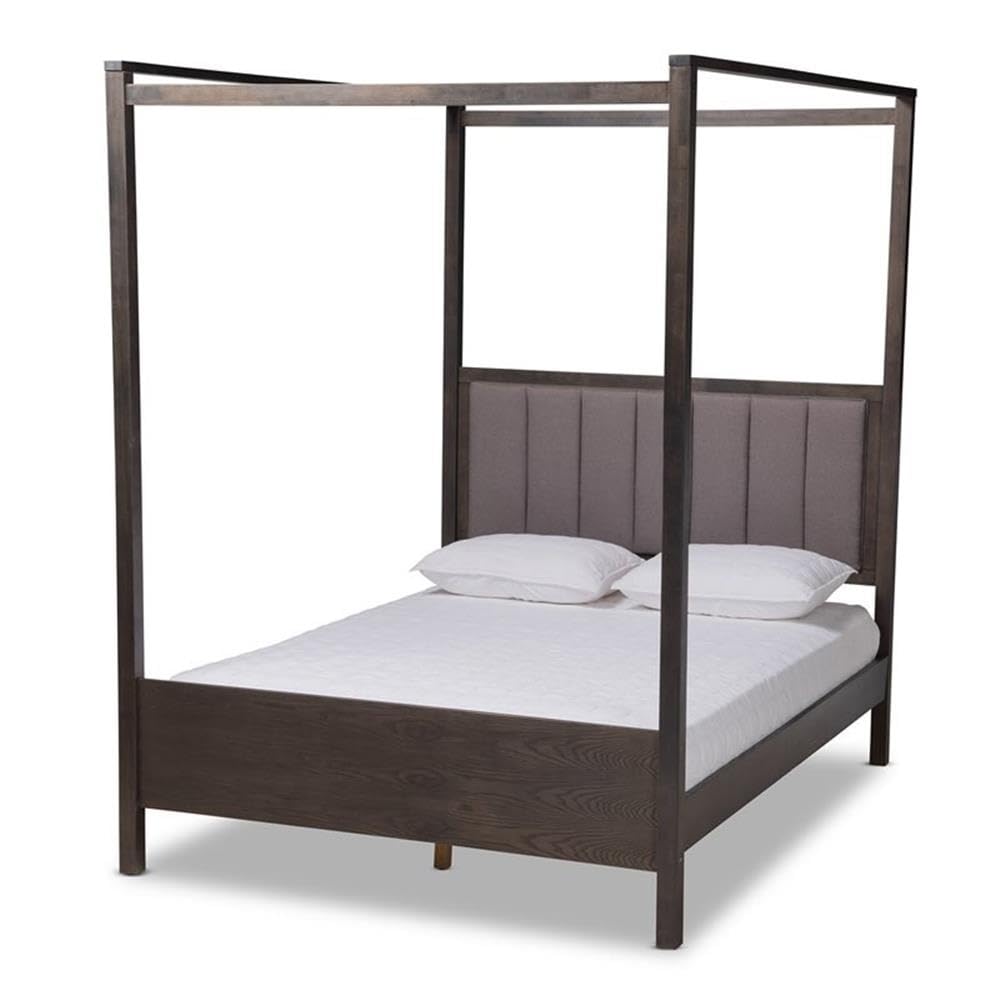 Baxton Studio Grey and Dark Greyish Oak Bed MG0021-2-Gray/Green Gray-Queen