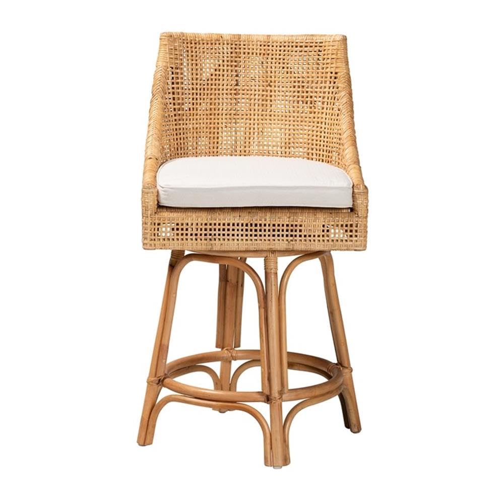 Baxton Studio Bella Modern Bohemian Natural Brown Rattan Counter Stool
